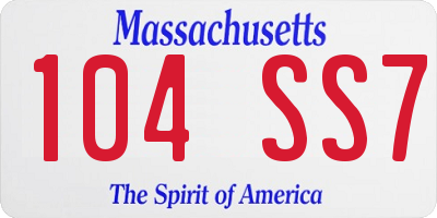 MA license plate 104SS7