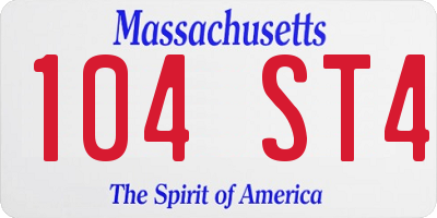 MA license plate 104ST4