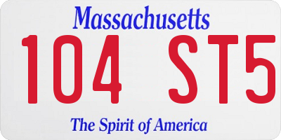 MA license plate 104ST5