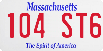 MA license plate 104ST6