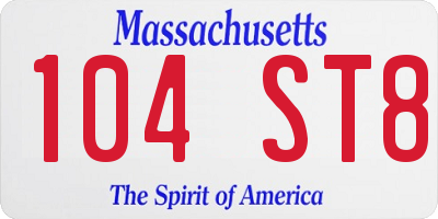 MA license plate 104ST8