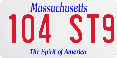 MA license plate 104ST9