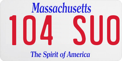 MA license plate 104SU0
