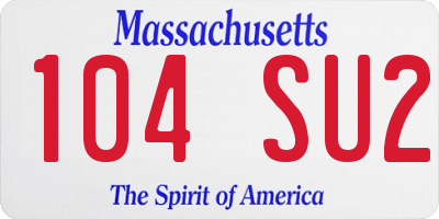 MA license plate 104SU2