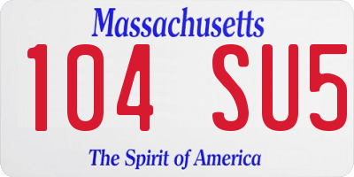 MA license plate 104SU5