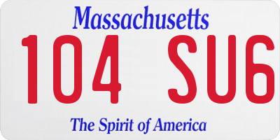 MA license plate 104SU6