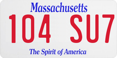 MA license plate 104SU7