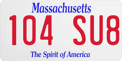 MA license plate 104SU8