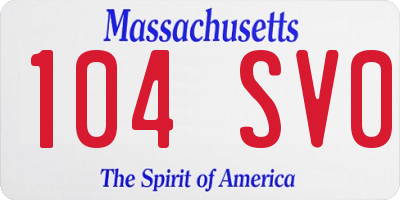 MA license plate 104SV0