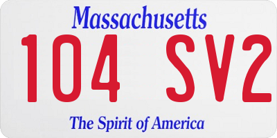 MA license plate 104SV2