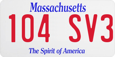 MA license plate 104SV3