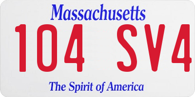 MA license plate 104SV4