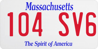 MA license plate 104SV6
