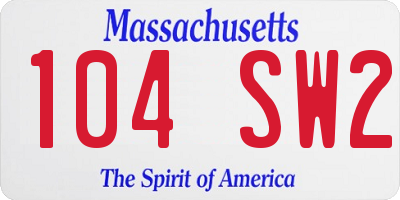 MA license plate 104SW2