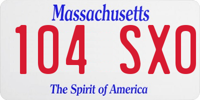 MA license plate 104SX0