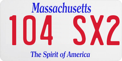 MA license plate 104SX2