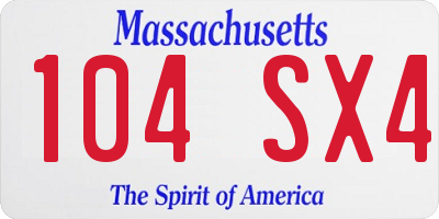 MA license plate 104SX4