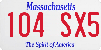 MA license plate 104SX5