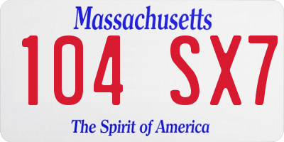 MA license plate 104SX7