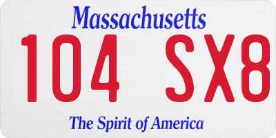 MA license plate 104SX8