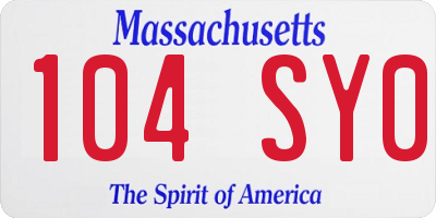 MA license plate 104SY0