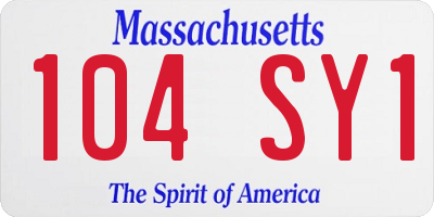 MA license plate 104SY1