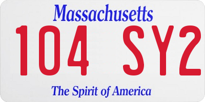 MA license plate 104SY2