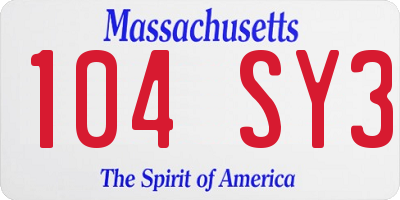 MA license plate 104SY3