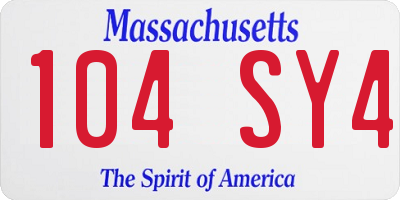 MA license plate 104SY4