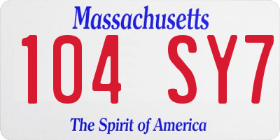 MA license plate 104SY7