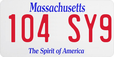 MA license plate 104SY9