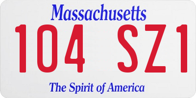 MA license plate 104SZ1