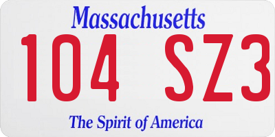 MA license plate 104SZ3
