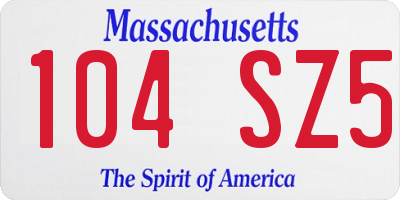 MA license plate 104SZ5