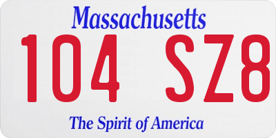 MA license plate 104SZ8