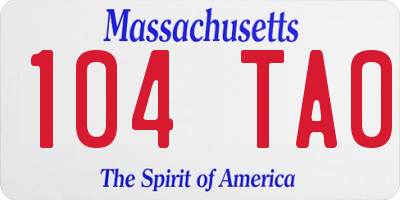 MA license plate 104TA0