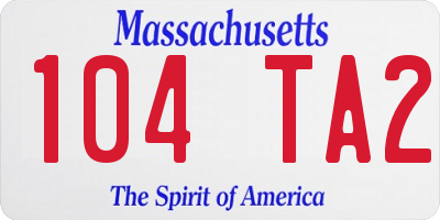 MA license plate 104TA2