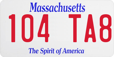 MA license plate 104TA8