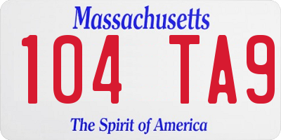 MA license plate 104TA9