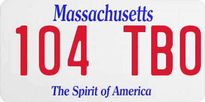 MA license plate 104TB0