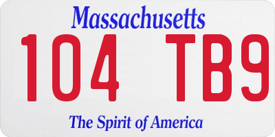 MA license plate 104TB9