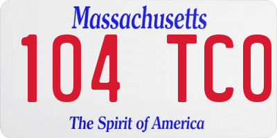 MA license plate 104TC0