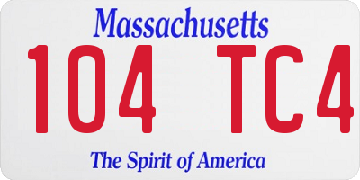 MA license plate 104TC4
