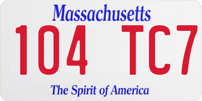 MA license plate 104TC7