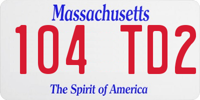 MA license plate 104TD2