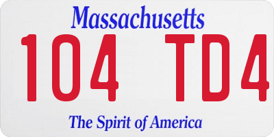 MA license plate 104TD4