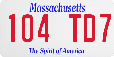 MA license plate 104TD7