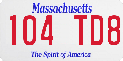 MA license plate 104TD8