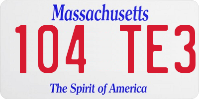 MA license plate 104TE3