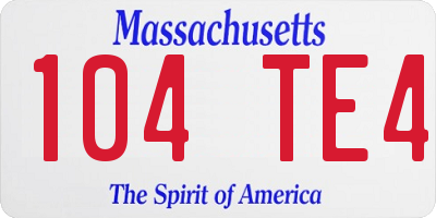 MA license plate 104TE4